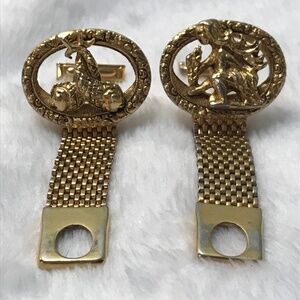 Mismatched Vintage Zodiac Mens Cufflinks Pisces Virgo Gold-Tone